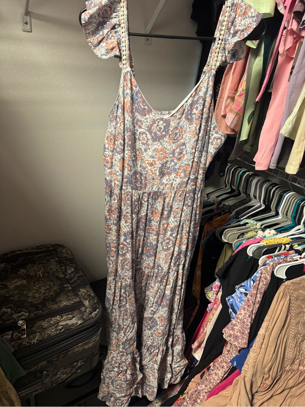 Jessica Floral Maxi Dress in Pink and Gray